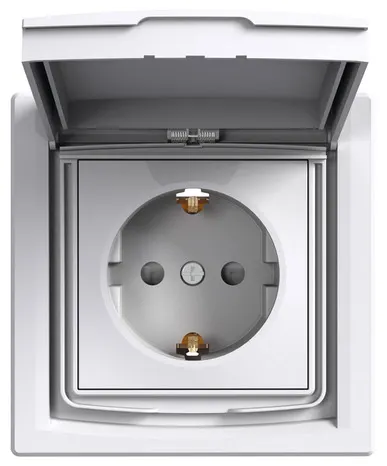 Prise avec terre + cache IP44 \"Asfora\" - Schneider Electric