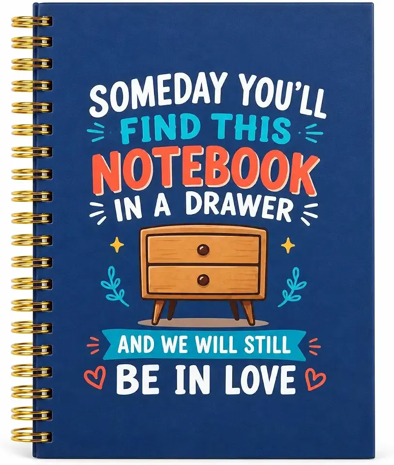 JUBTIC Couple Gifts Spiral Notebook, A5 Spiral Lined Journal for Boyfriend Girlfriend, Premium Gold Binding Matte Hardcover, Romantic Anniversary & Valentine's Day Gift (8.3" x 5.3")