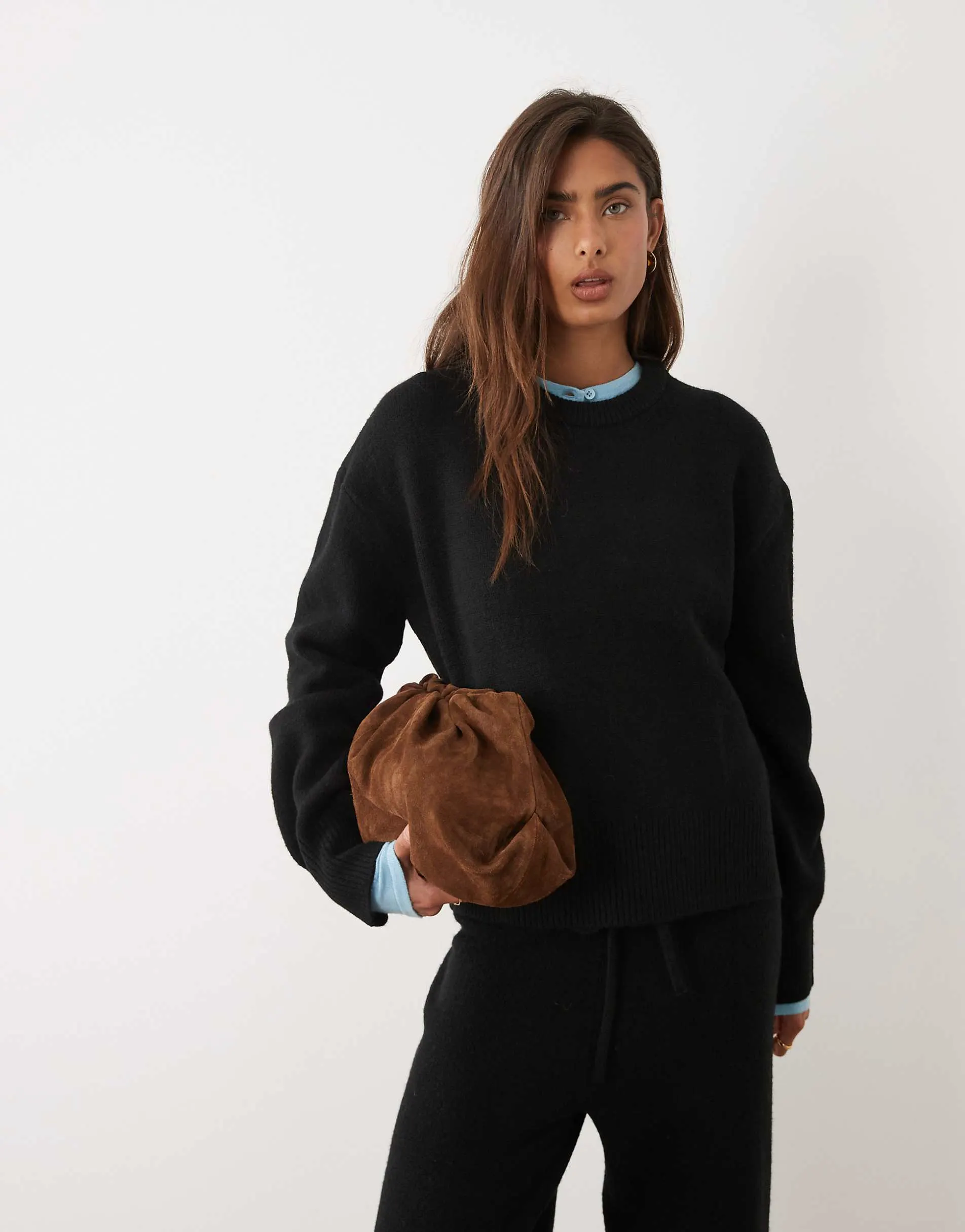 ASOS DESIGN boxy jumper with side split detail in black