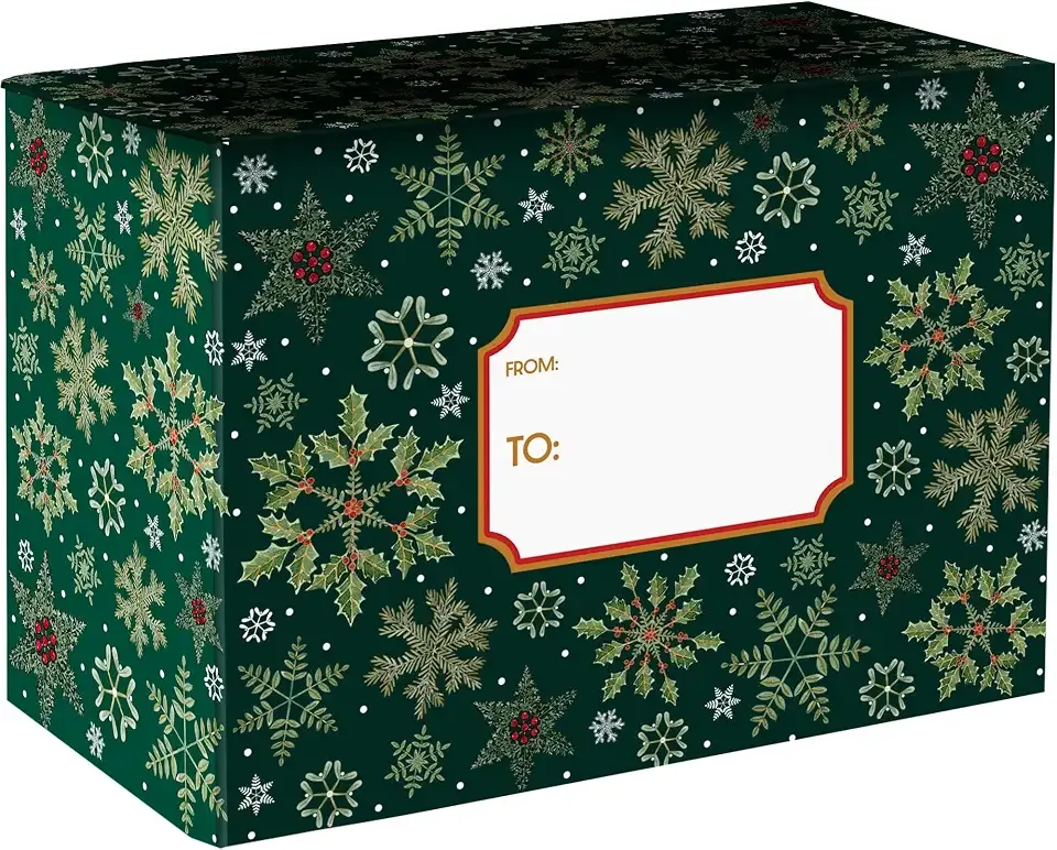 Jillson & Roberts Medium Christmas Mailing Gift Boxes, Forest Snowflakes Design, 12 Pcs