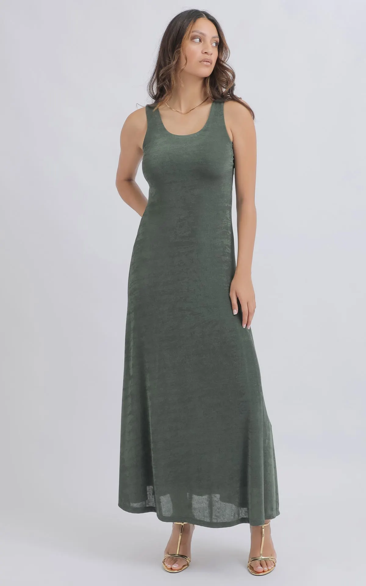 Slinky Knit Scoop Neck Maxi