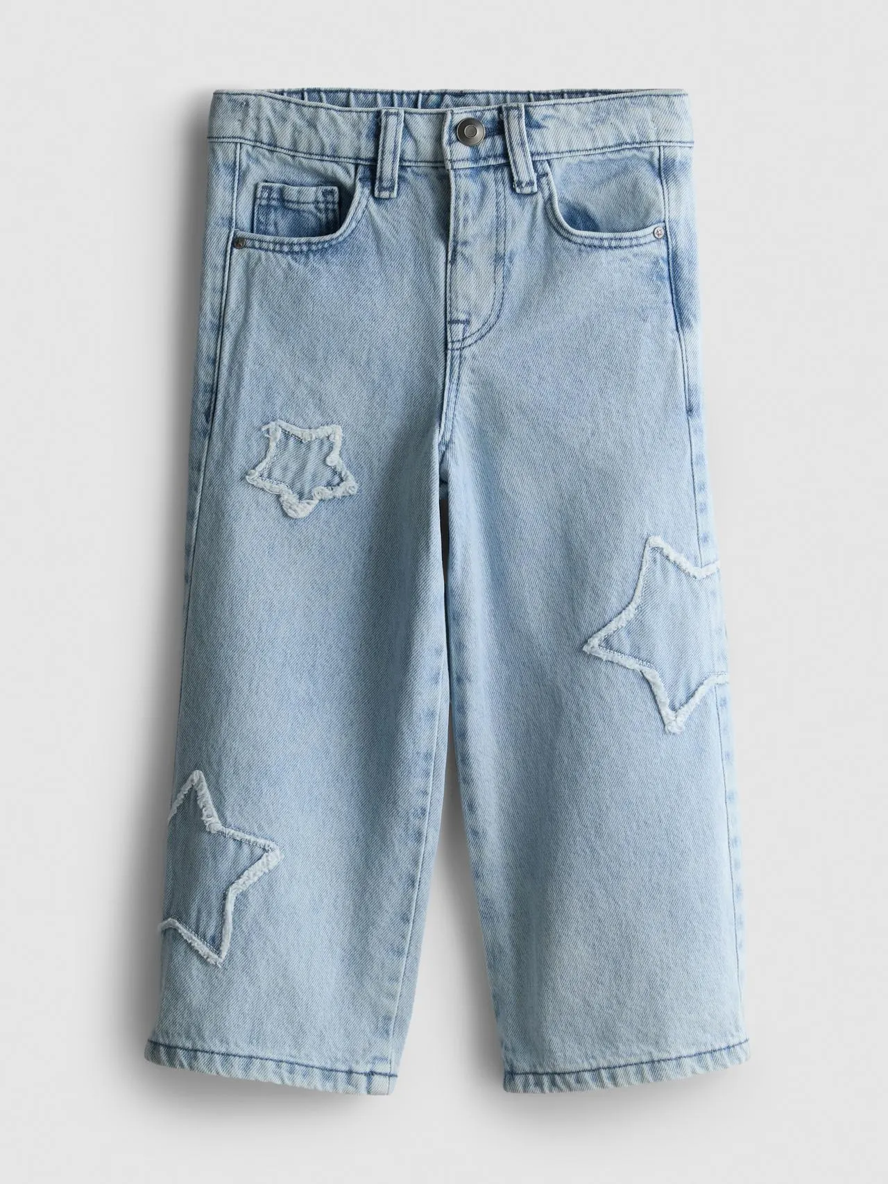 1–9 ans | Jean large en pur coton à étoiles appliquées