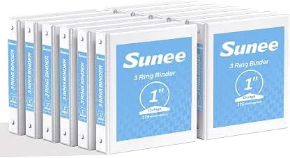 SUNEE 3 Ring Binders 1 Inch 12 Pack, Clear View Binders…