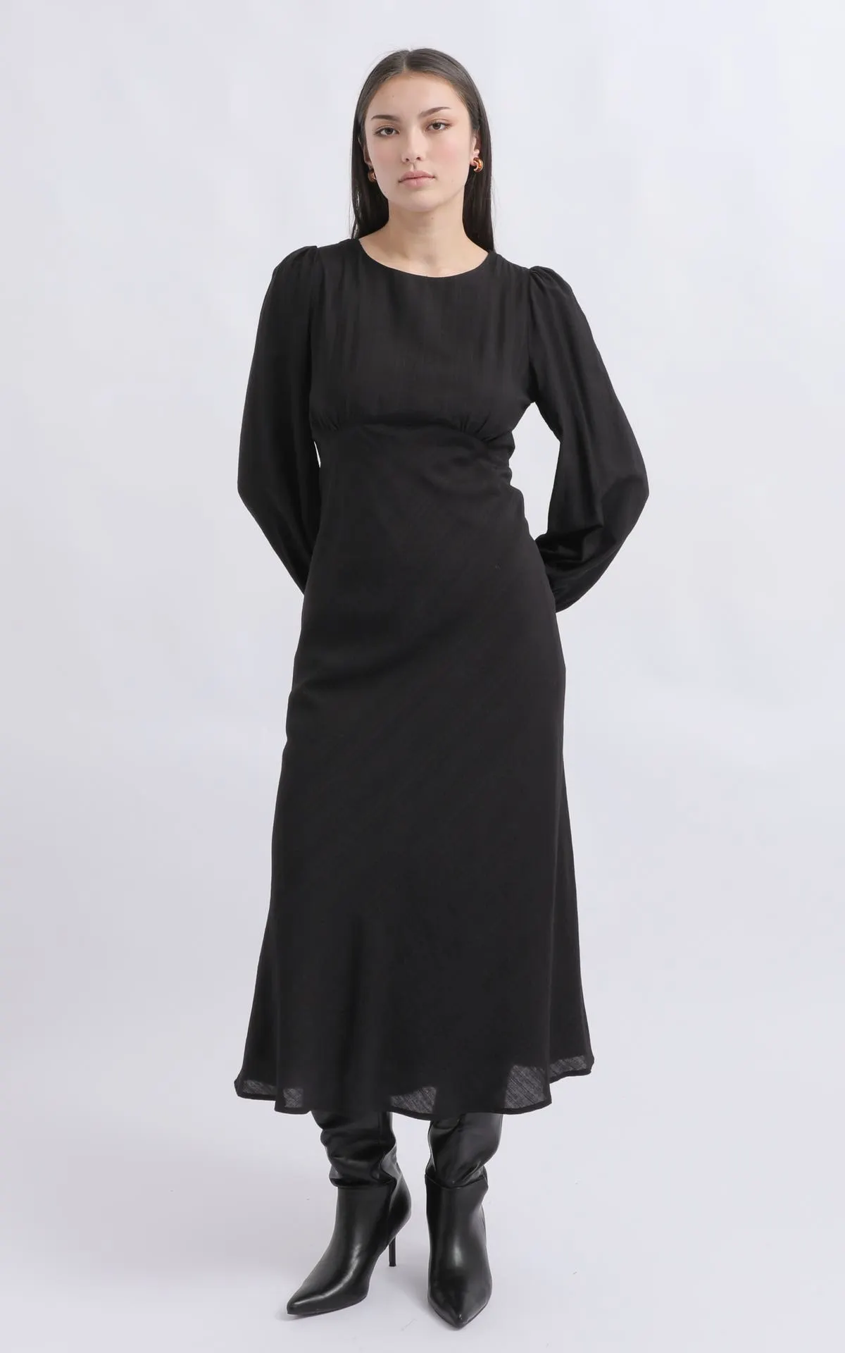 Voile Bias Long Sleeve Dress