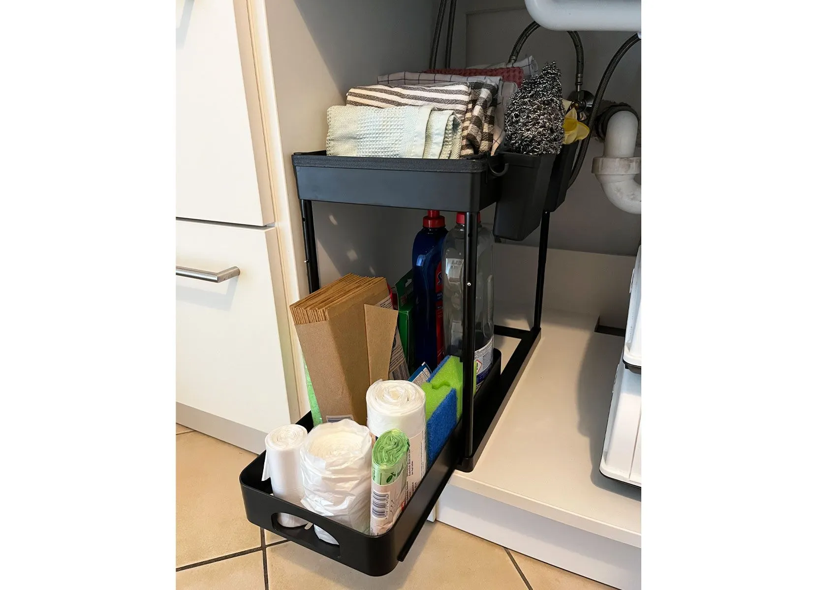 Multifunktionsregal mit 2 Ebenen und 2 Körben 39,5x22,5x31cm