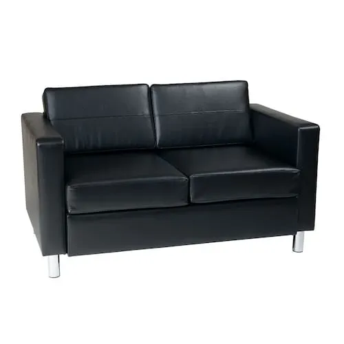 Pacific Love Seat In Black Faux Leather