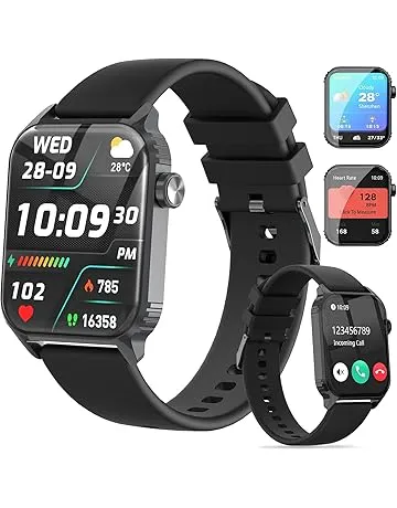 TRAUSI Smart Watch for Men, 120 Sports Modes Smartwatch with 1.83" HD, Alexa Built-in, Heart Rate/Sleep Monitor, IP67 Waterproof, Bluetooth Call & Music Control Fitness Watch for iPhone/Android Black