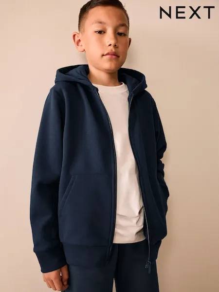 Navy Blue Zip Through Sweat Hoodie (3-16yrs)