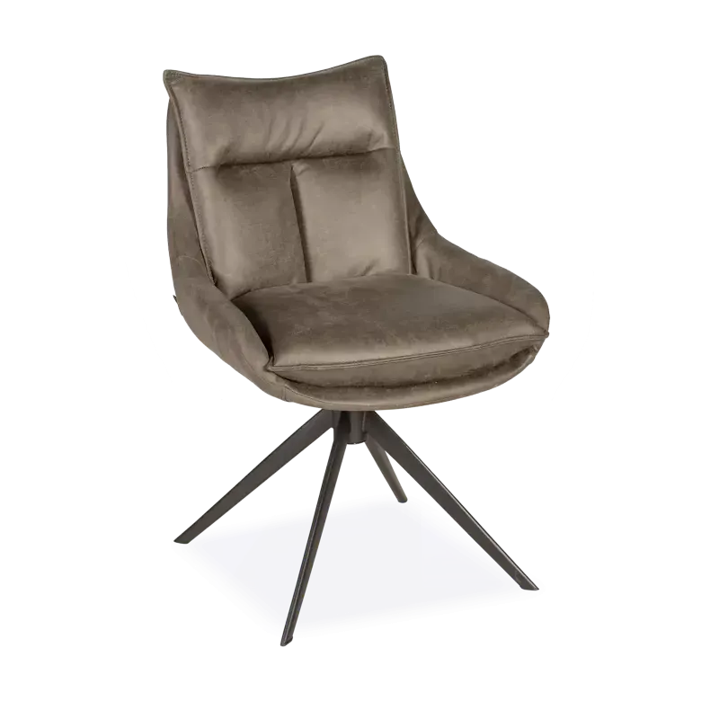 Eetkamerstoel Kenzo - vast - microleder Oxx Forest - pocketvering - poot zwart