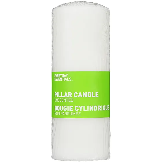 8-Inch White Pillar Candle, Unscented