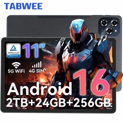 TABWEE 2026 W90 11" Tablet Android 16, Dual 4G SIM, 5G WiFi, 8000mAh, 24GB+256GB(2TB TF), Widevide L1, Octa-core T615, 18W, FHD Display