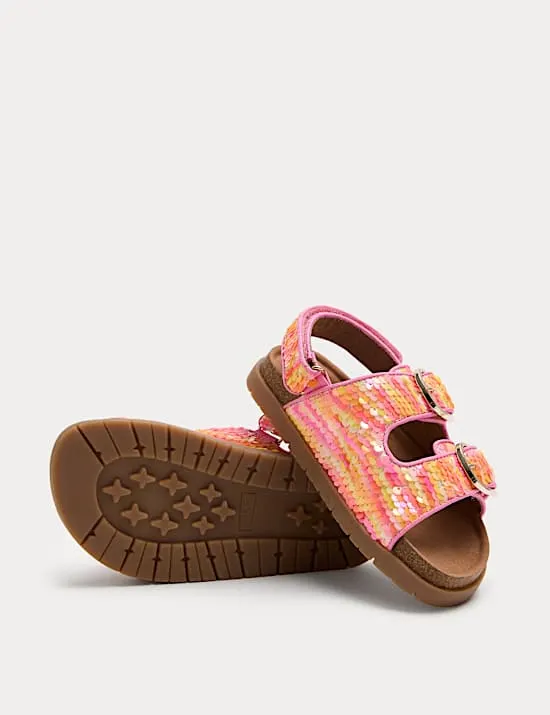 Kids' Sequin Buckle Footbed Sandals (4 Small-2 Large)