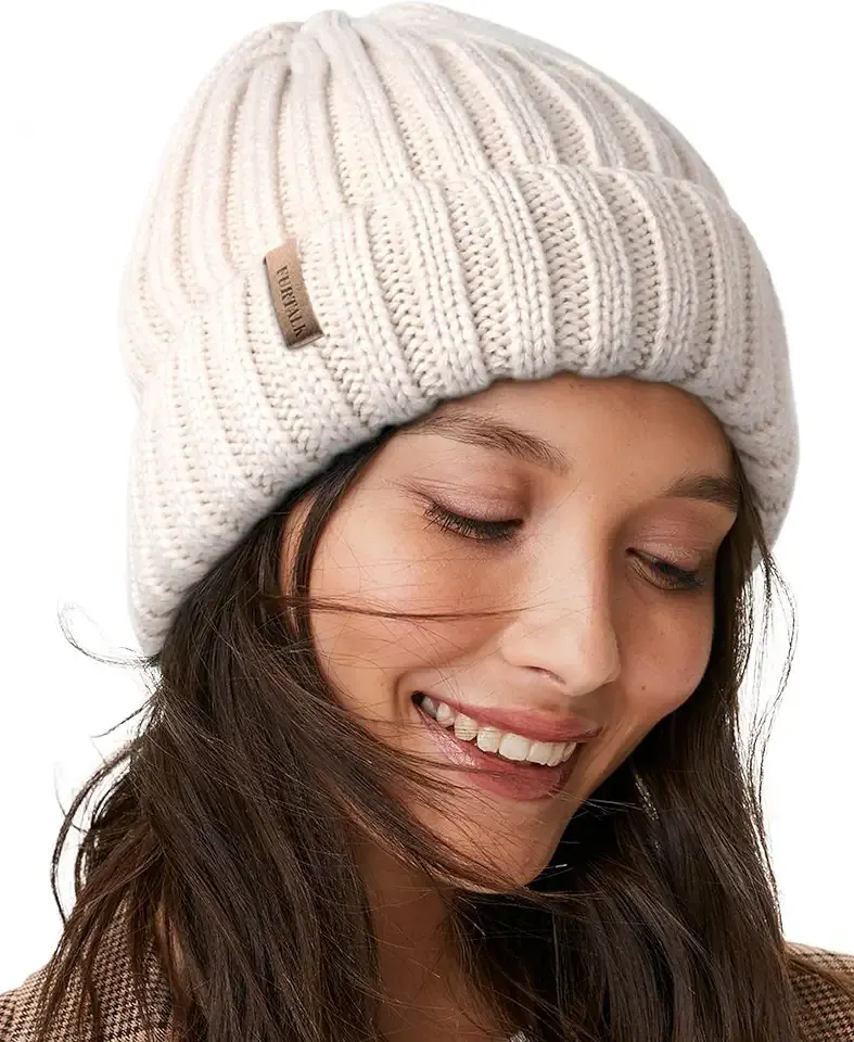 Winter Hats for Women Fleece Lined Beanie Knit Chunky Womens Snow Cap