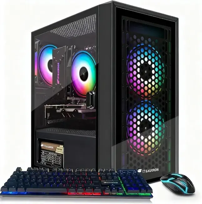 STGAubron Gaming PC Desktop,Core I7,RX 560 4G,32G RAM,512G SSD | Gaming Computer Tower for Streaming,Video Editing,Home,School,I7 up to 3.9GHz,ARGB Fan,WiFi 6,BT 5.0,4K DP,HDMI,Win11 Home