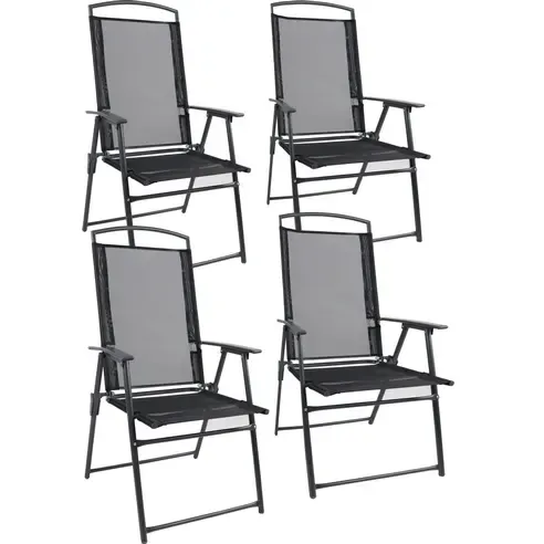 4er-Set Gartenstuhl - anthrazit - Metall - klappbar - 105 cm
