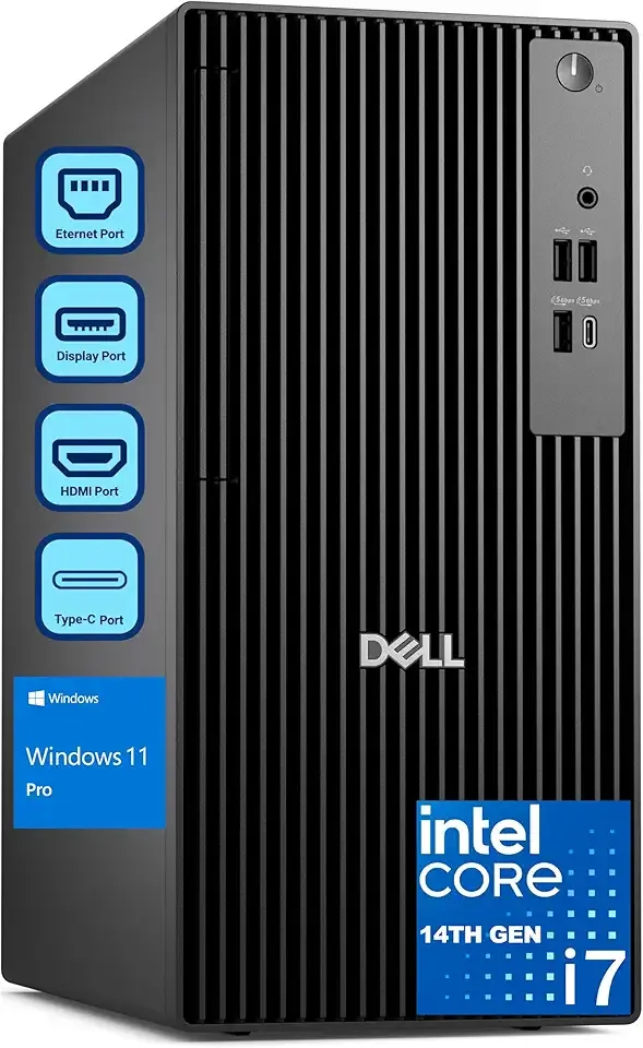 Dell Pro Tower PC Desktop Computers, Next Gen OptiPlex 7000, Intel 20-Core i7-14700 (up to 5.4GHz), 32GB DDR5 RAM, 1TB PCIe SSD, RJ-45, HDMI, DisplayPort, Type-C, Windows 11 Pro, Carbon Black