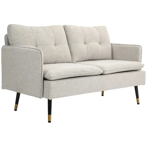 55" Loveseat Sofa, Modern Love Seats Furniture, Cream White