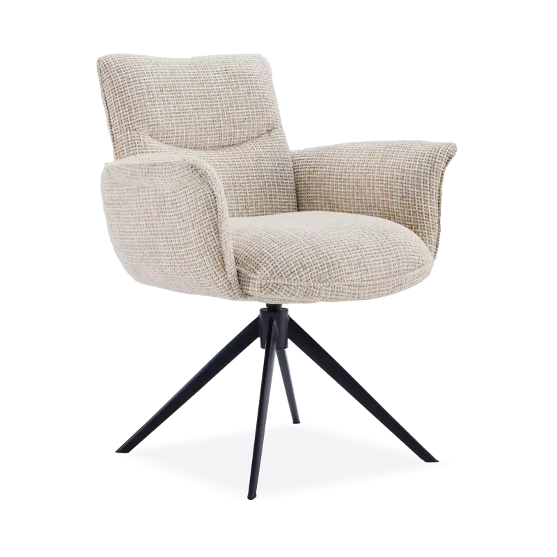 Draaifauteuil Happy (poot: zwart) - Funky Ivory