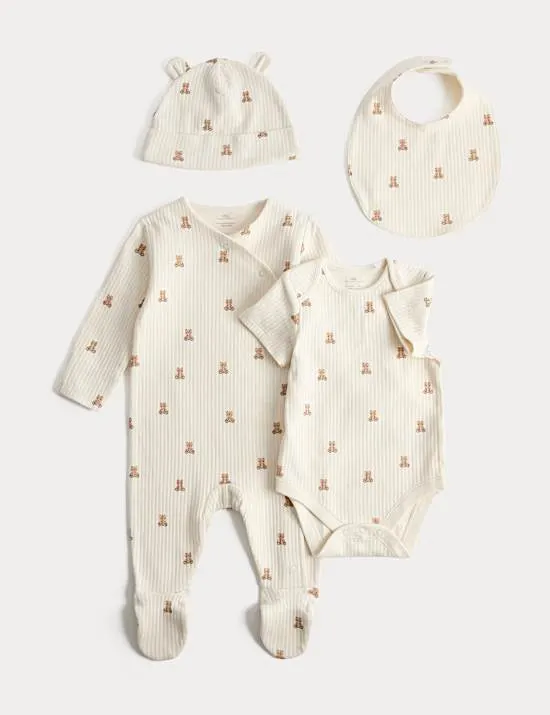 4 Piece Pure Cotton Bear Starter Set (7lbs-9 Mths)