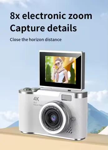 Digital Camera，2.4-inch HD rotating screen，4K video recording，800mAh battery capacity，48 megapixels，Beauty function，Autofocus