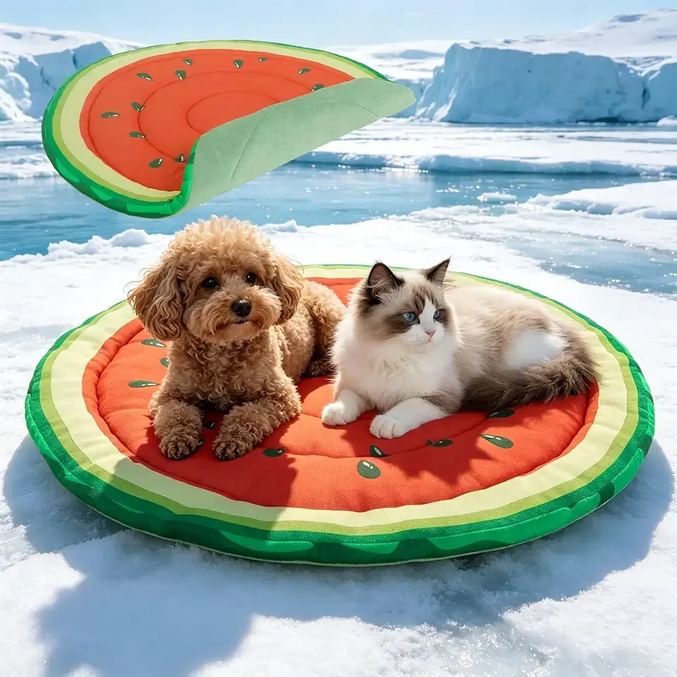EXPAWLORER Dog Cooling Mat, Double-Sided Cooling Pad for Dog Cats Kitten,24" Thick & Durable Portable Pet Bed for Summer,Washable Cooling & Warm Blanket for Indoor,Outdoor,Watermelon (Red)