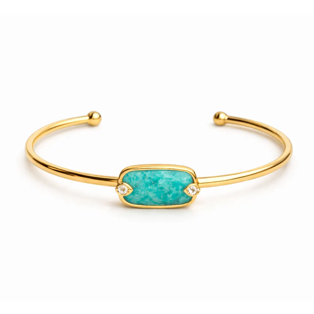 Armband in edelstaal, ovaal, groen