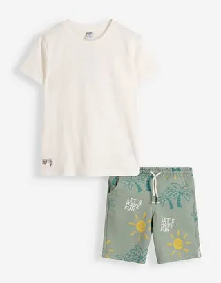 Set di T-shirt e shorts - Stampa allover - bianco