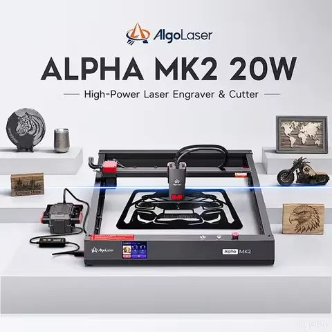 Algolaser Alpha MK2 20W Laser Engraving Cutting Machine WiFi APP Control Desktop Laser Engraver Tool for Wood Acrylic Glass Ceramic DIY