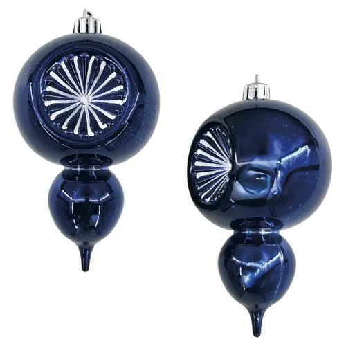 Enchanted Forest® 150mm Dark Blue Drop Shatterproof Ornaments - 2 Pack