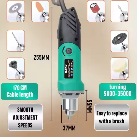 HILDA 500W Green Engraver Electric Drill 6-Position Variable Speed High-Power Woodworking Rotary Tools Set Grinder Polishing