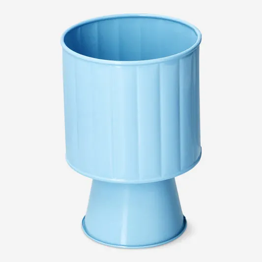 Elevated blue metal plant pot - 1...