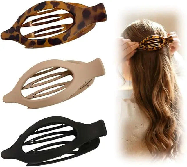 3PC Flat Hair Clips for Women, 2026 New Flat Claw Clips for Women, Non Slip Clip For Thick to Thin Hair, Stylish Accessories for Daily Use (D)
