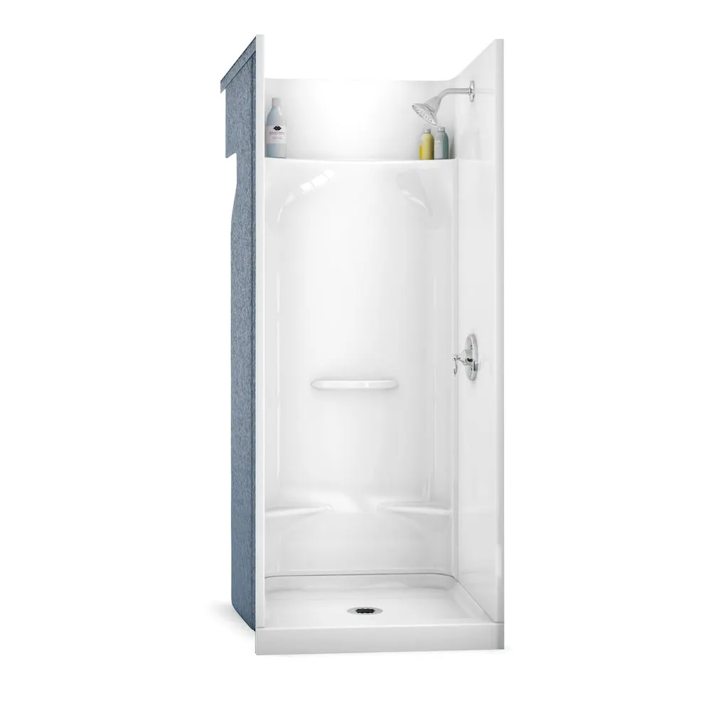 MAAX Essence 32L x 32W x 76H in. 2-in-1 Shower Kit - Shower Stall with Centre Drain Shower Base and Shower Wall Surround (No Door)