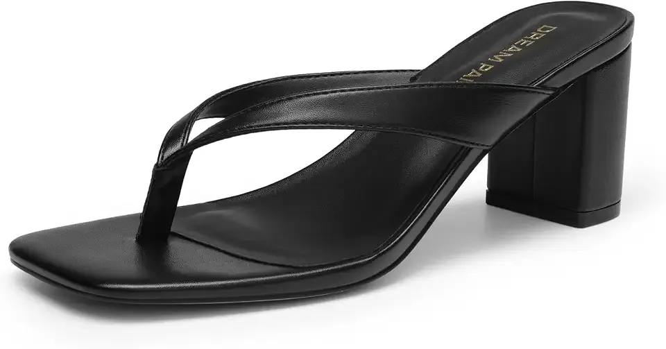 Women's Chunky Low Heel Thong Sandals