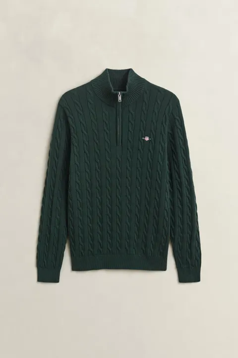 Kabelstrikket genser med half-zip