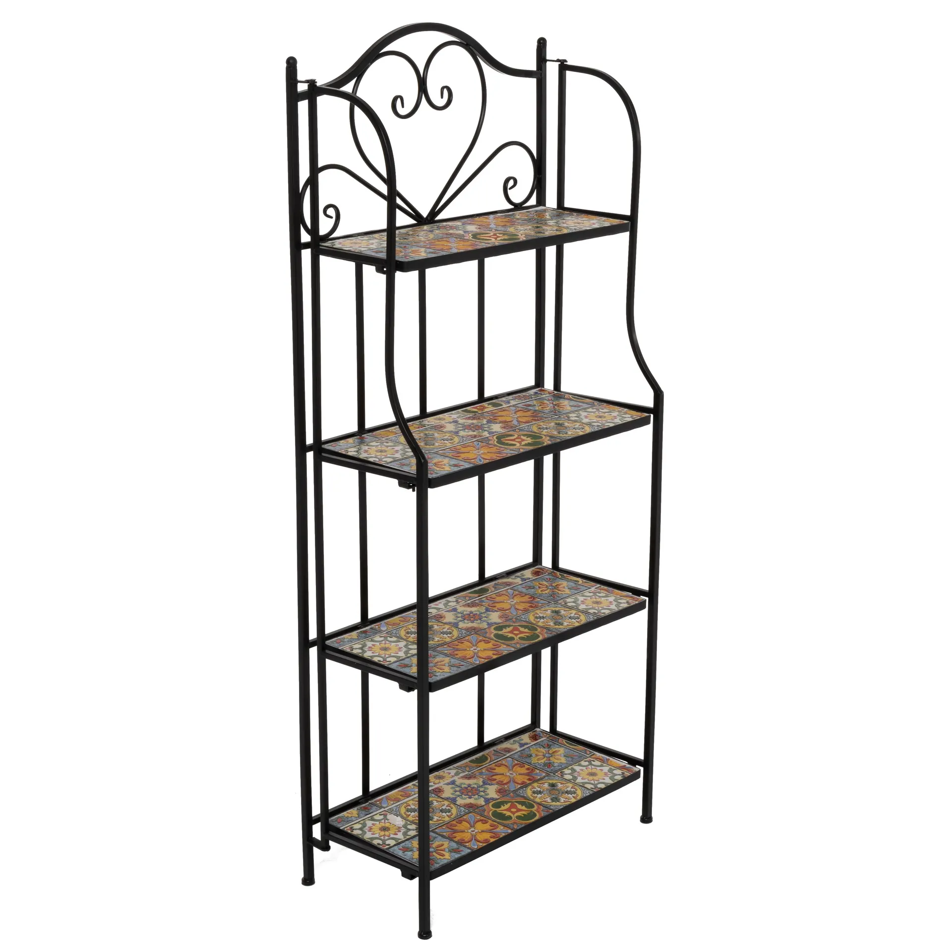Scaffale Mosaico in metallo nero con 4 ripiani