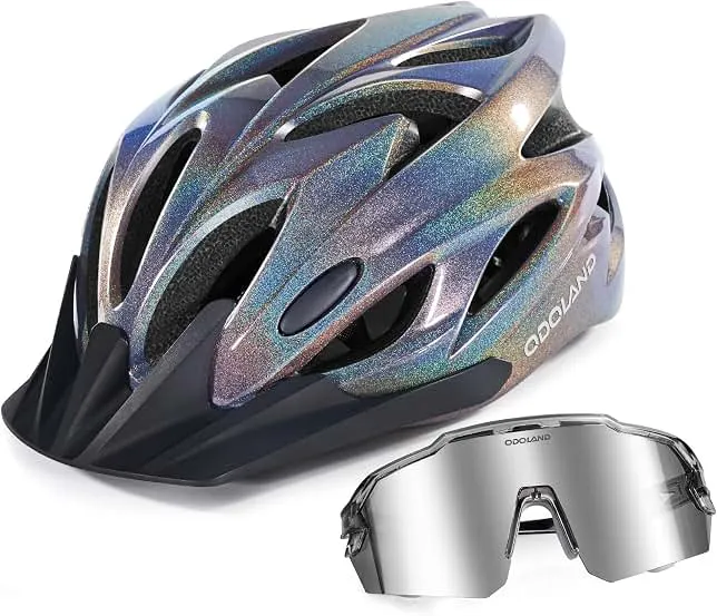 Odoland Adult Bike Helmet with Cycling Sunglasses Set for Men & Women | Safety Certified Bicycle Helmet, UV Protection Glasses, Adj…