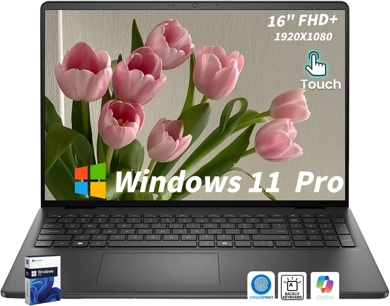 Dell 16" FHD+ Touchscreen Laptop Computer - Intel Core i7-150U Processor(10 Core, Up to 5.4Ghz), 300nits Display, Fingerprint, Backlit Keyboard, Windows 11 Pro((32GB DDR5 RAM, 1TB SSD)