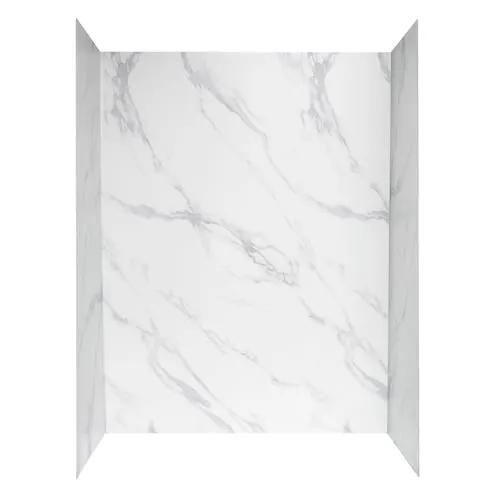 Glacier Bay 60 inch X 32 inch Shower Wall System in Carrara White