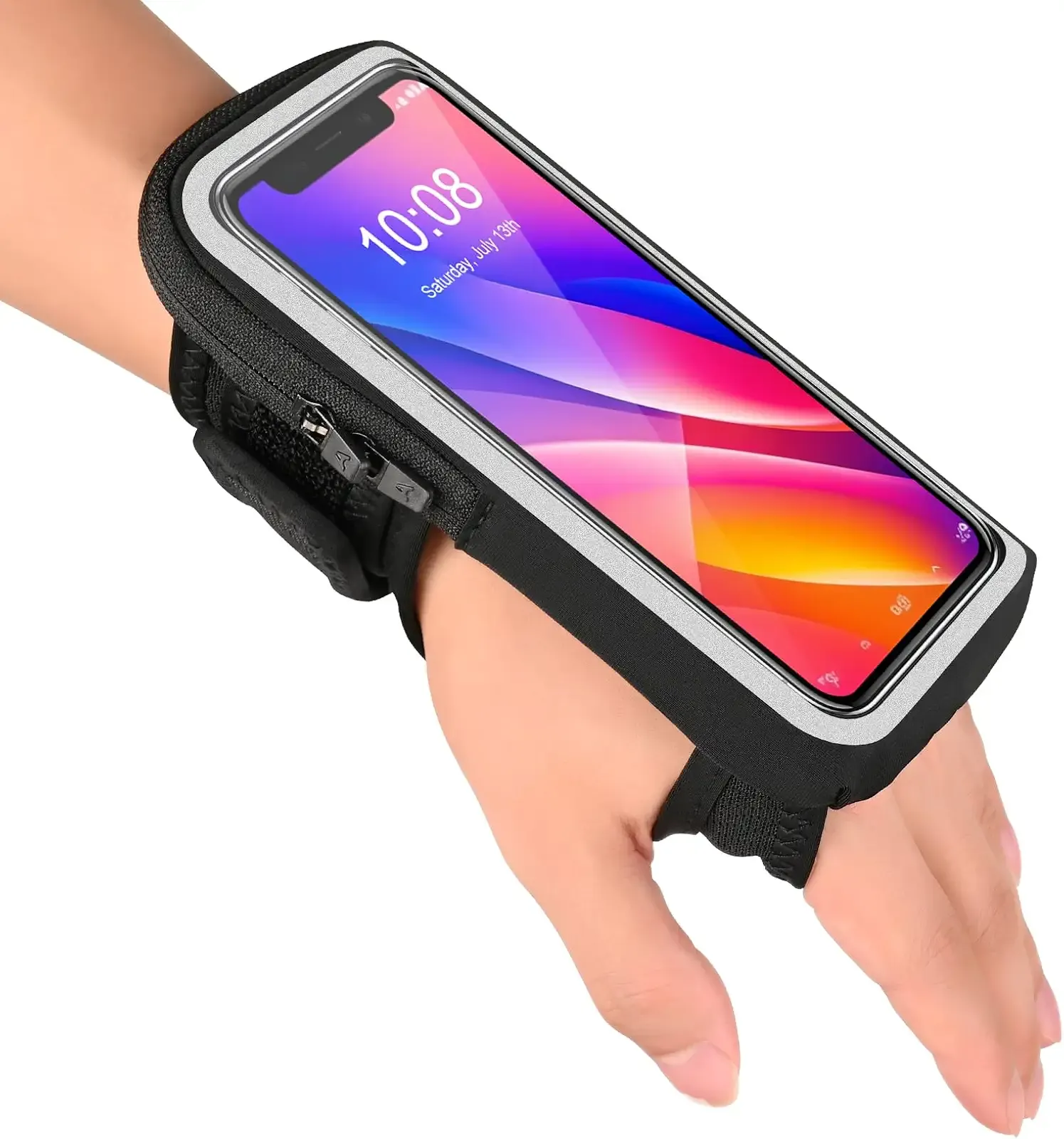 Wristband Phone Holder for Running, Forearm Armbands, Running Armband with Card Slot for iPhone Pro Max Plus (16/15/14/13/12/11/X/XR), for Galaxy S24/S10, Cell Phone Holder Up to 7.0'' Phone