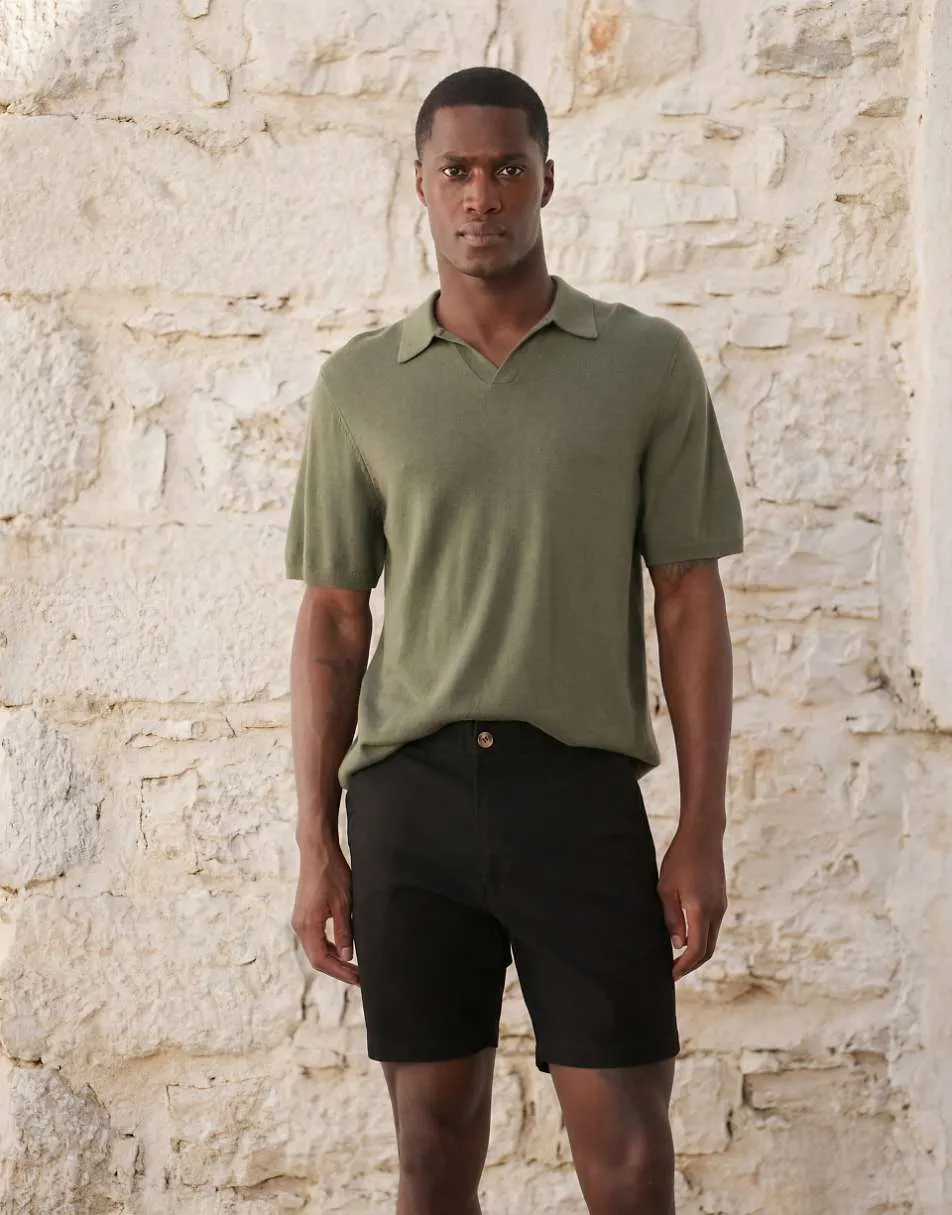 ASOS DESIGN skinny fit chino shorts in mid length in black