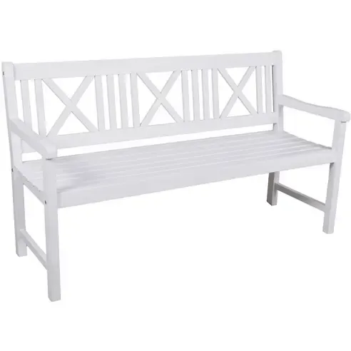 3-Sitzer-Bank MALMÖ - white-washed - Eukalyptus massiv