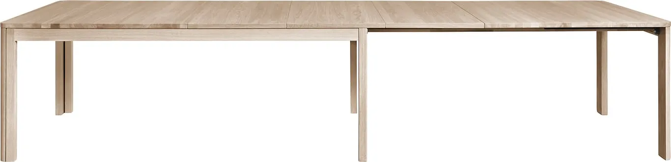 Editions by Skovby spisebord 200 - 356 x 100 cm Spisebord 25, massiv hvitoljet heltre eik, inkl. 3 ileggsplater (plass til 6)