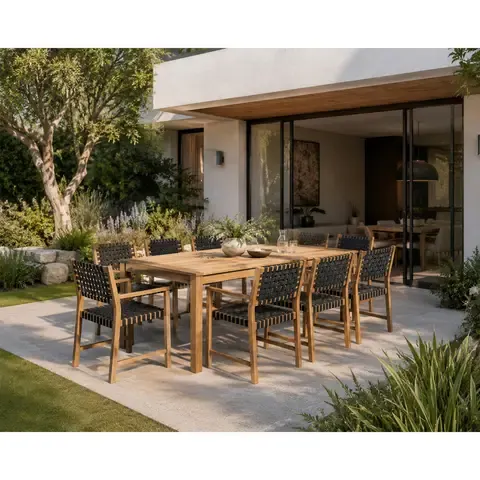 Comedor de Exterior Parga Madera Negro 8 Personas