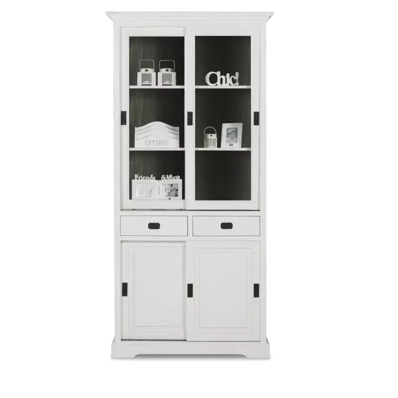 Vitrinekast (schuifdeur) Lakewood - Clear/Mindi Donkerbruin