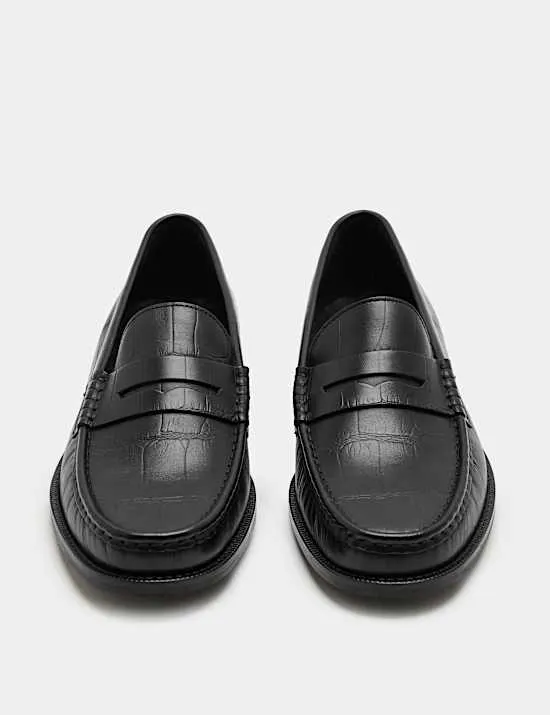 Embossed Leather Loafers