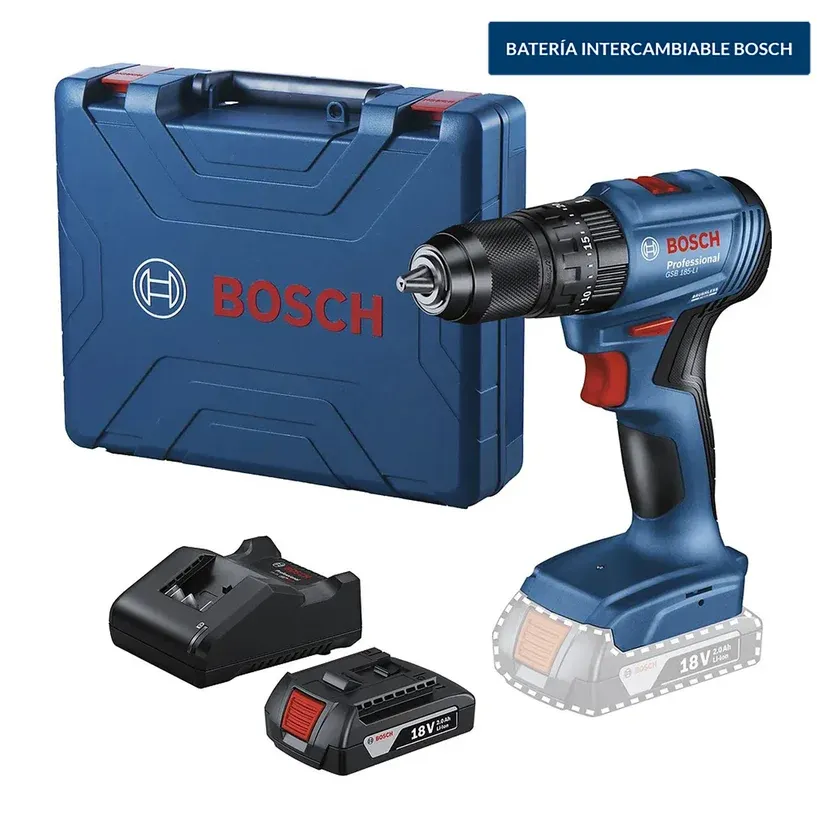 Taladro percutor inalámbrico 1/2" 18V con batería y maletín