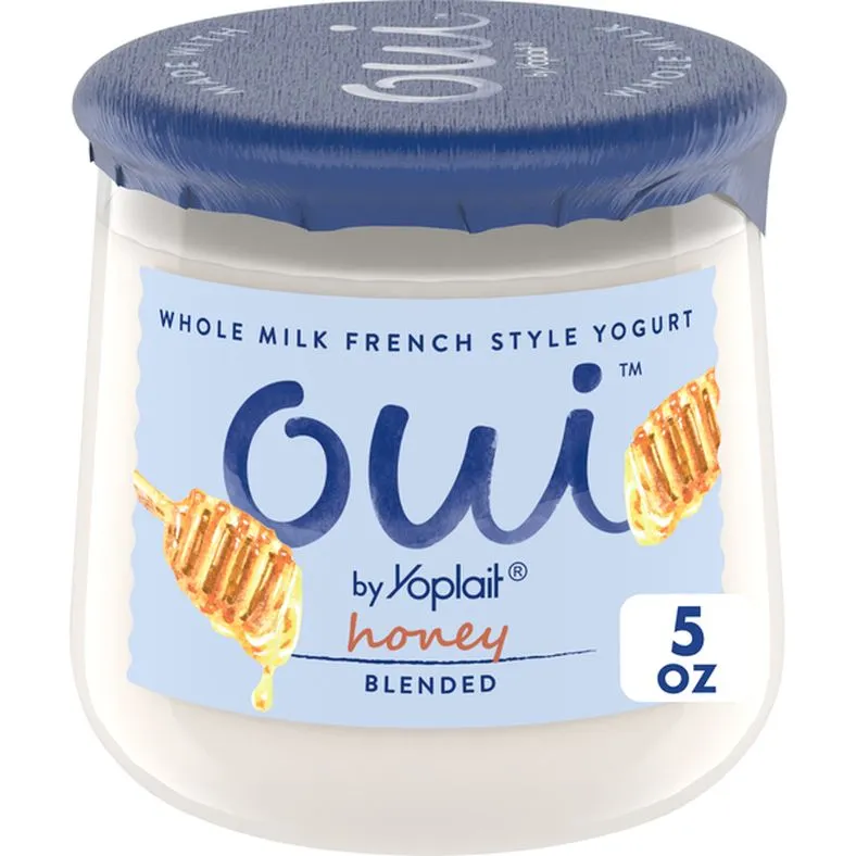 Yoplait Oui French Style Honey Whole Milk Yogurt, Glass Yogurt Jar