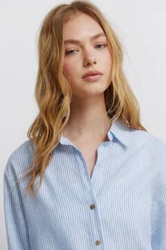 Camisa lino semi abierta