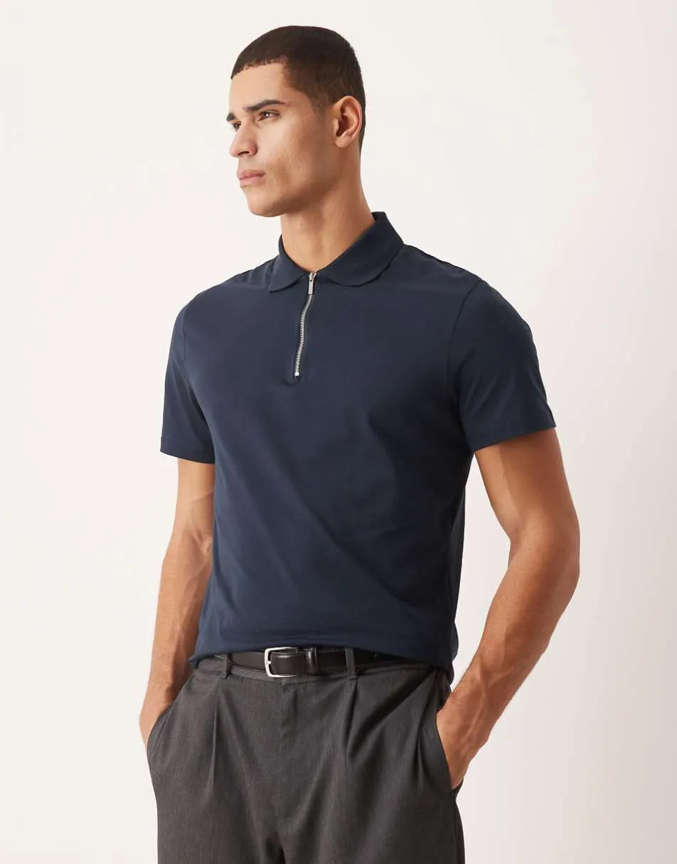 ASOS DESIGN Premium SUPIMA® Cotton polo in navy